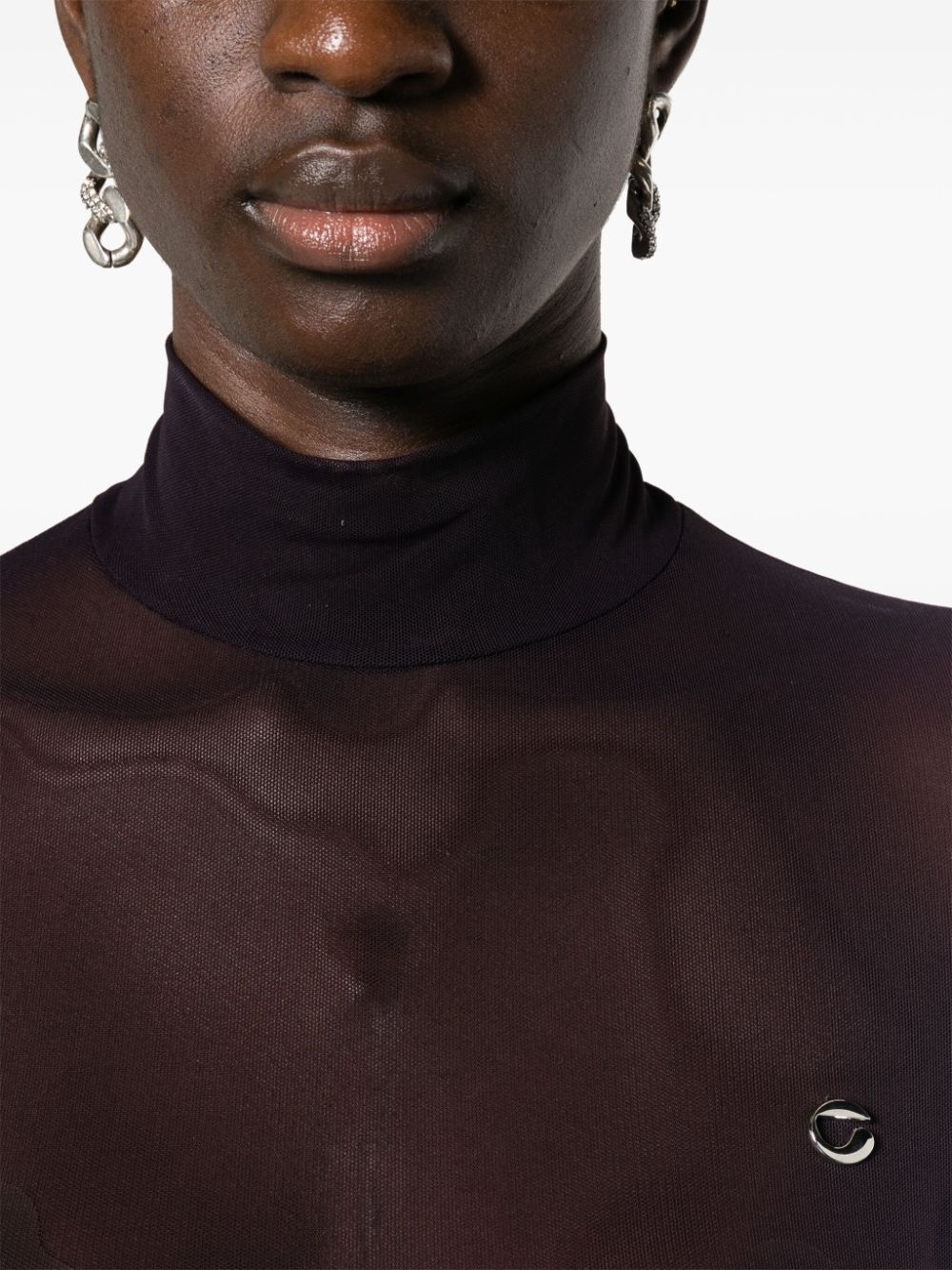 logo-plaque mesh T-shirt - 5