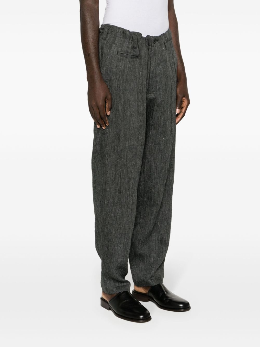 tapered linen trousers - 3