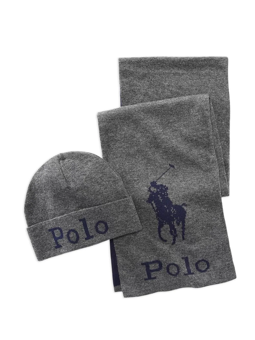 jacquard knitted scarf and beanie hat set - 1