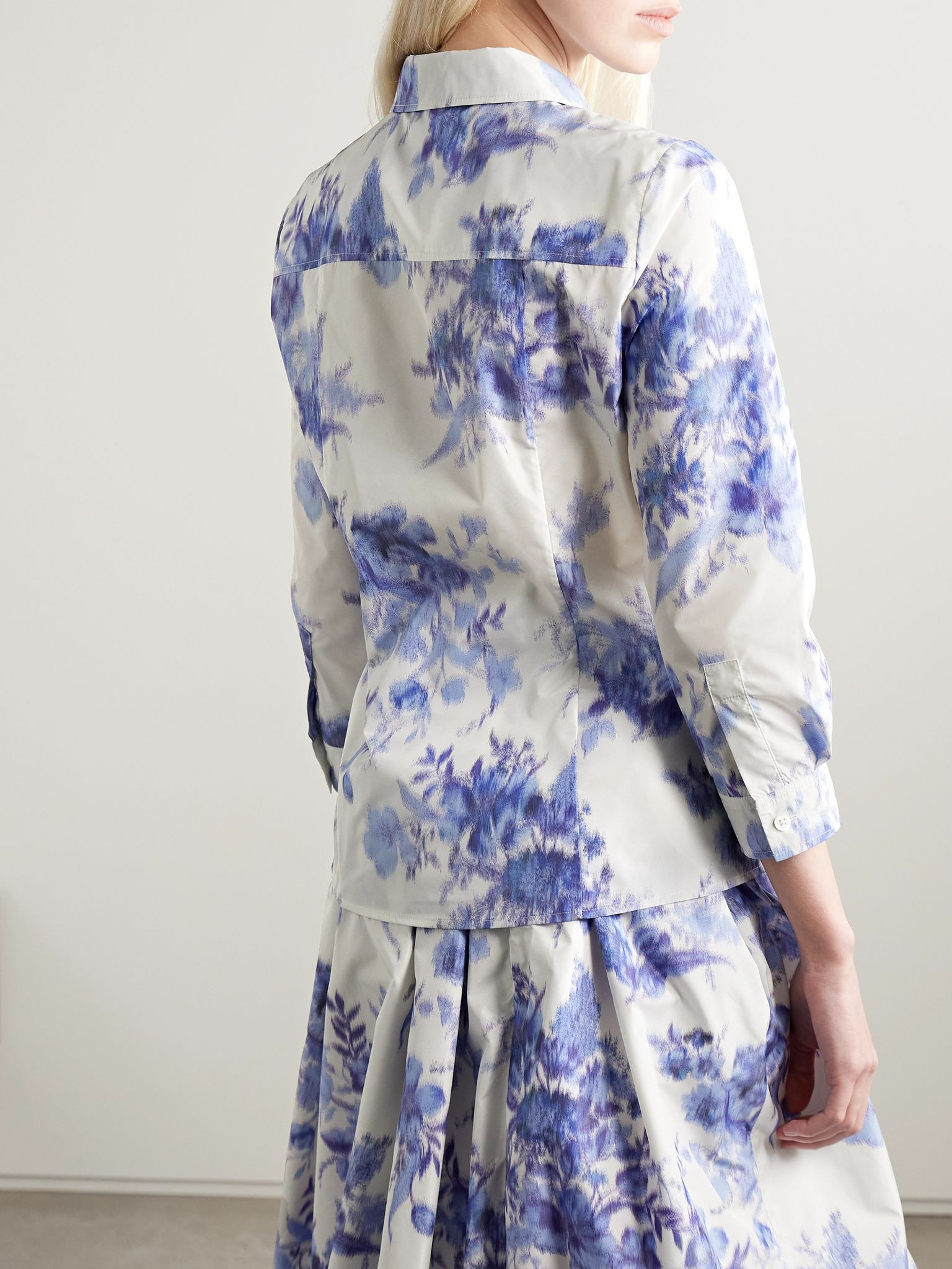Icon floral-print taffeta shirt Blue - 4