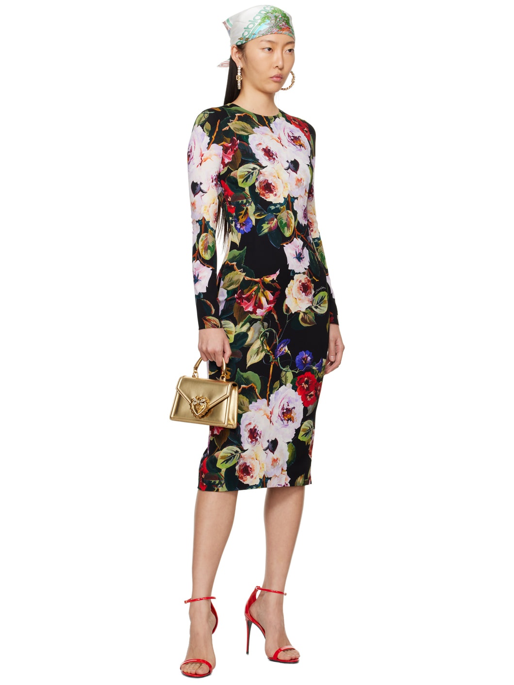 Black Floral Midi Dress - 4