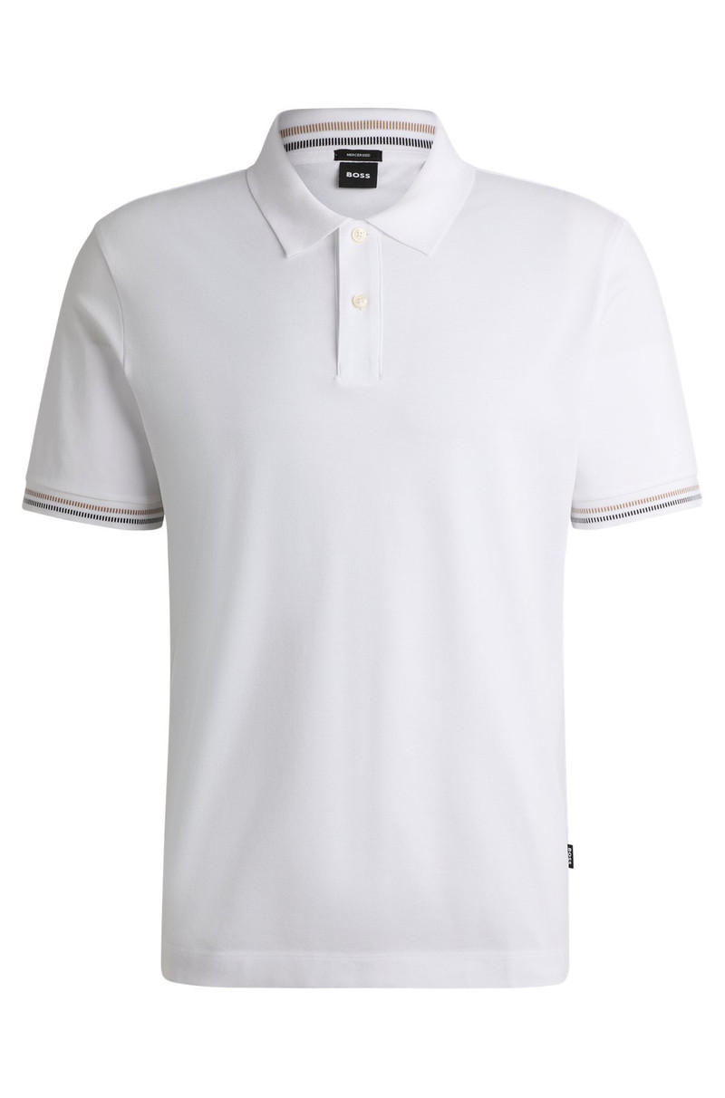 MERCERIZED-COTTON REGULAR-FIT POLO SHIRT WITH STRIPE TRIMS 1