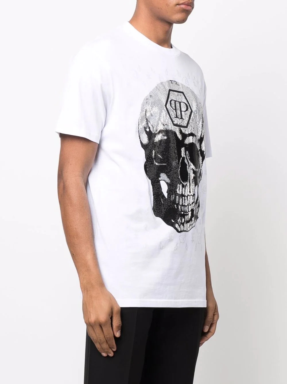 gem-embellished skull logo-graphic T-shirt - 4