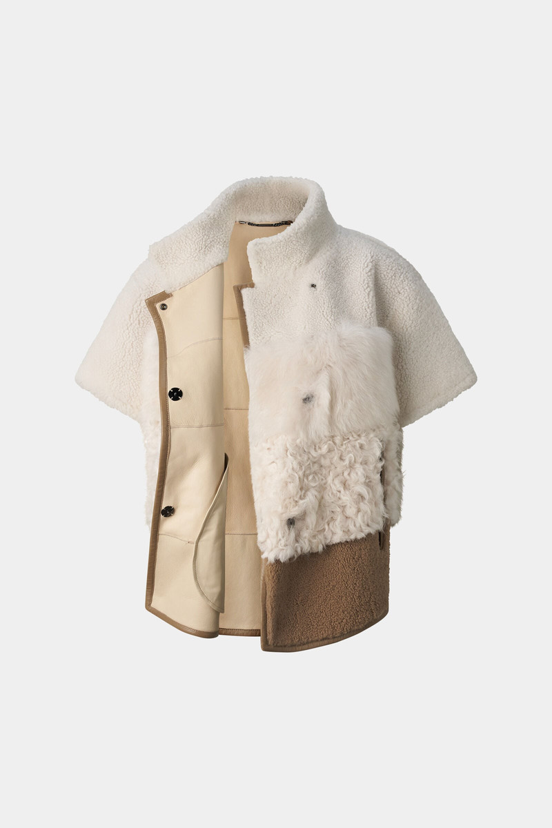 Lexy Lambskin Jacket in Cream/Brown 2