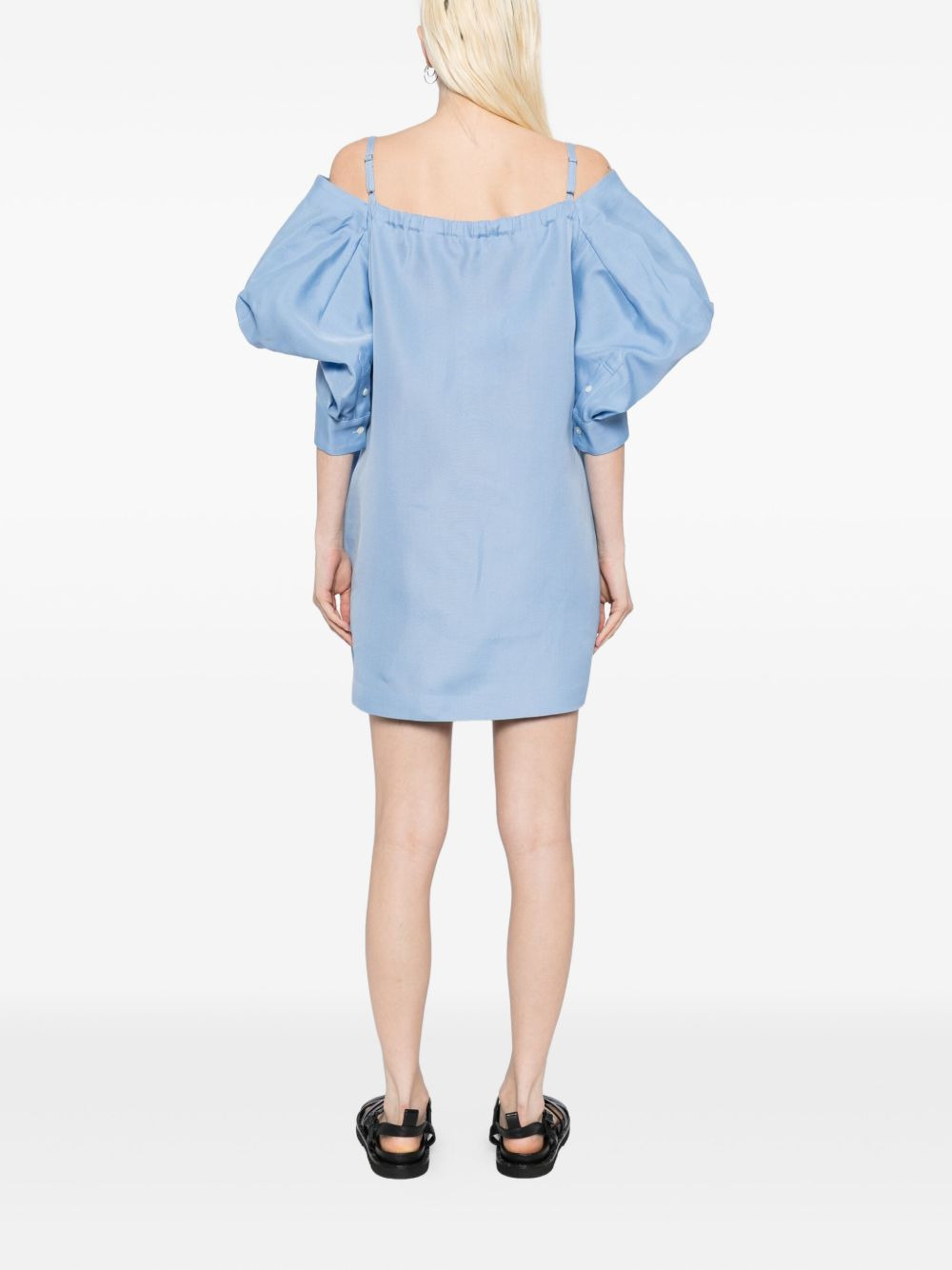 double-faced puff-sleeves dress - 4