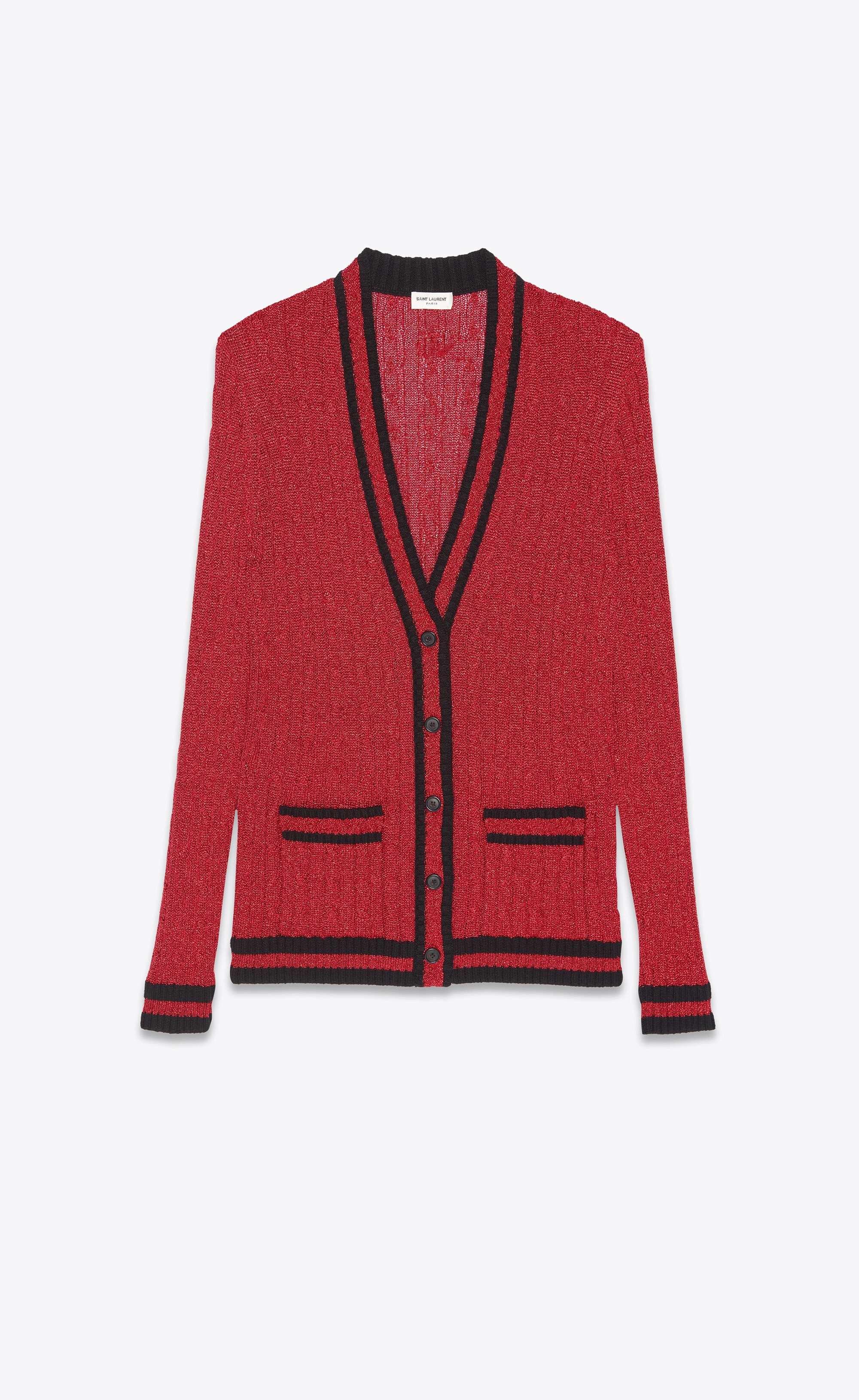 long knit college cardigan in braided lurex - 1