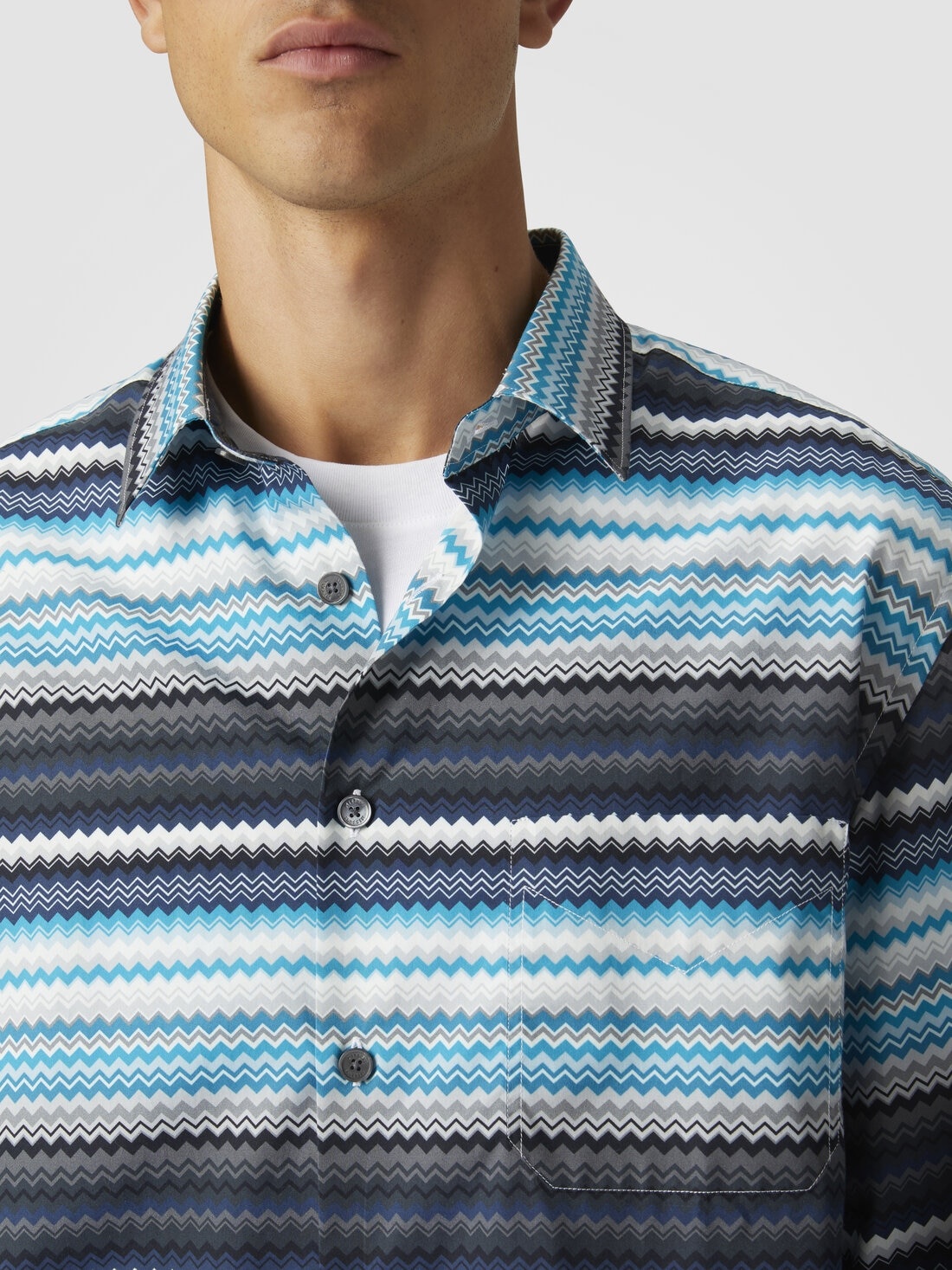 Zigzag print cotton poplin shirt - 5