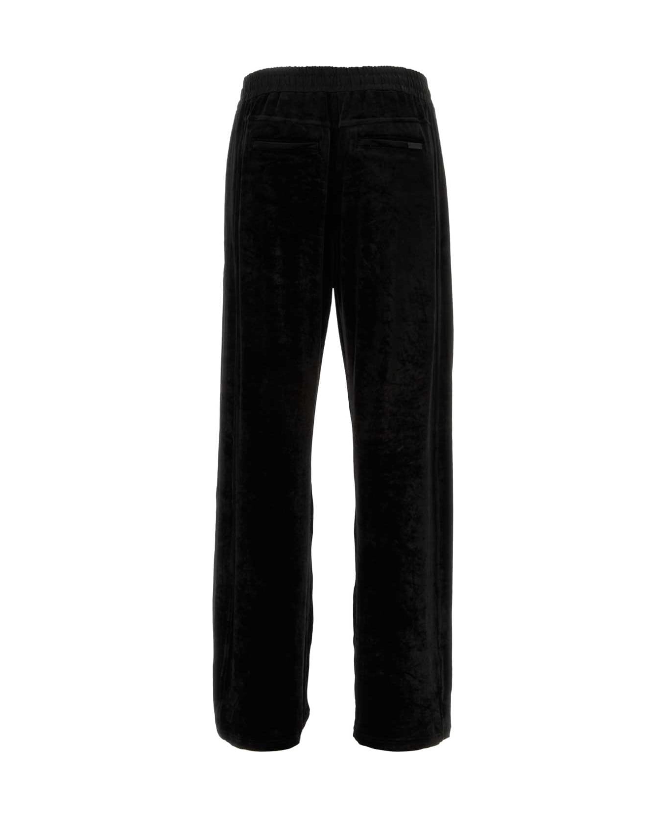 Black Stretch Chenille Joggers - 2