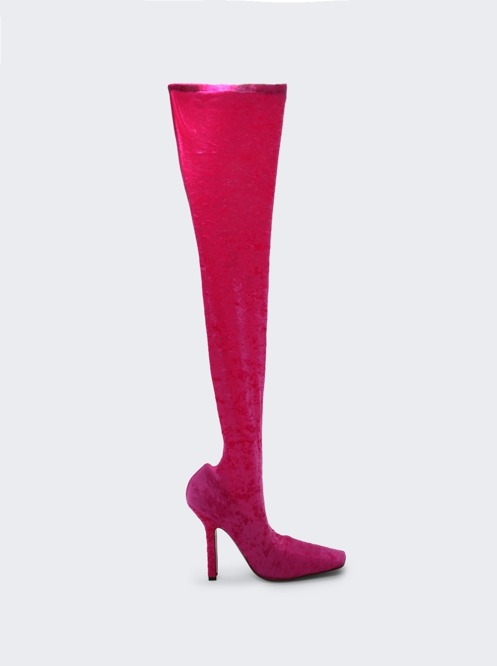 Velvet High Boomerang Sock Boots Pink - 1