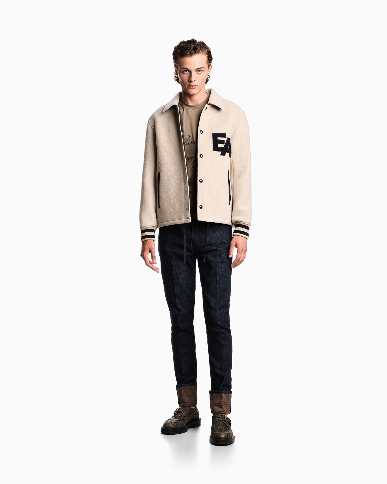 J06 SLIM-FIT JEANS IN RINSED STRETCH DENIM WITH LOGO TURN-UPS - 2