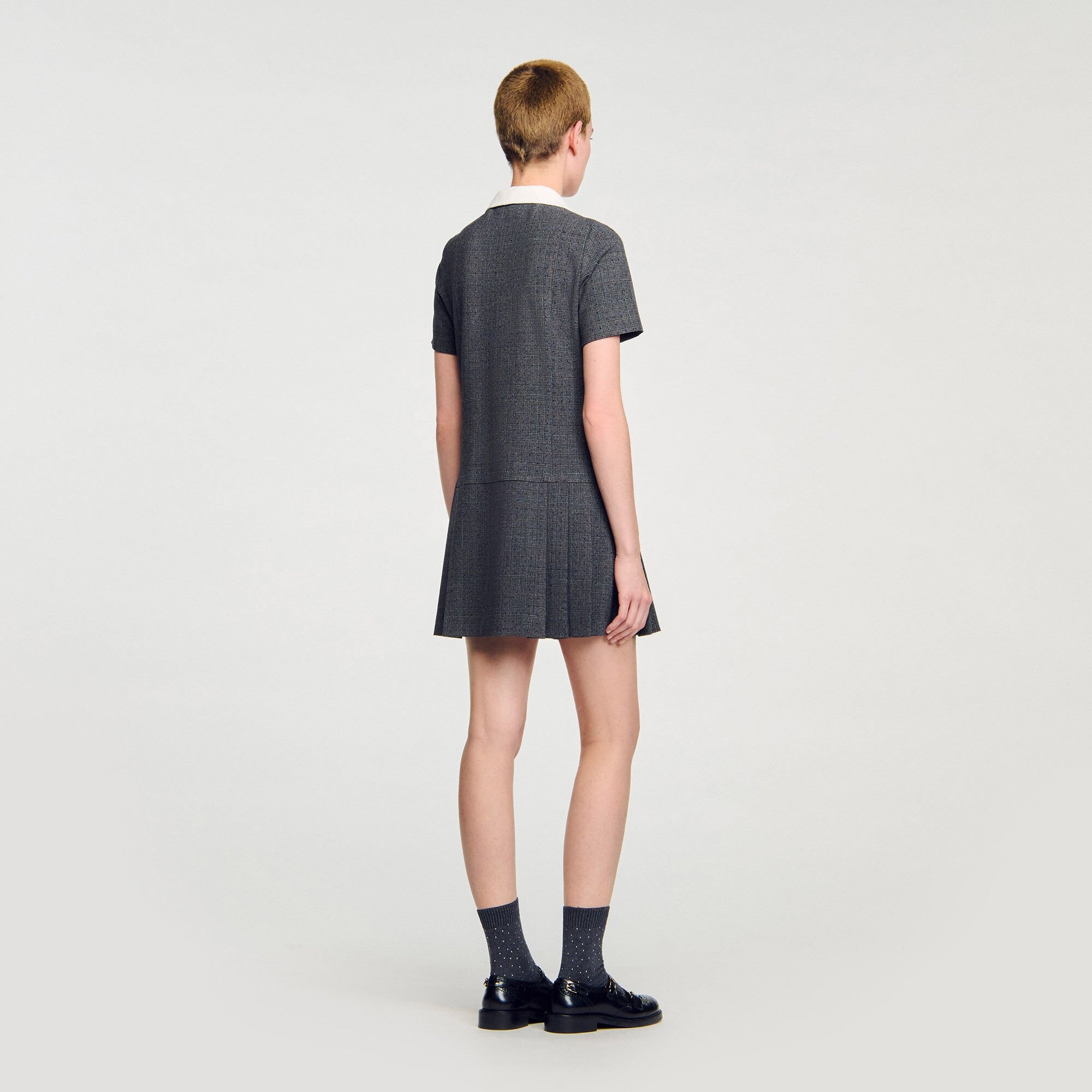 MINI PLEATED DRESS WITH RHINESTONES - 5