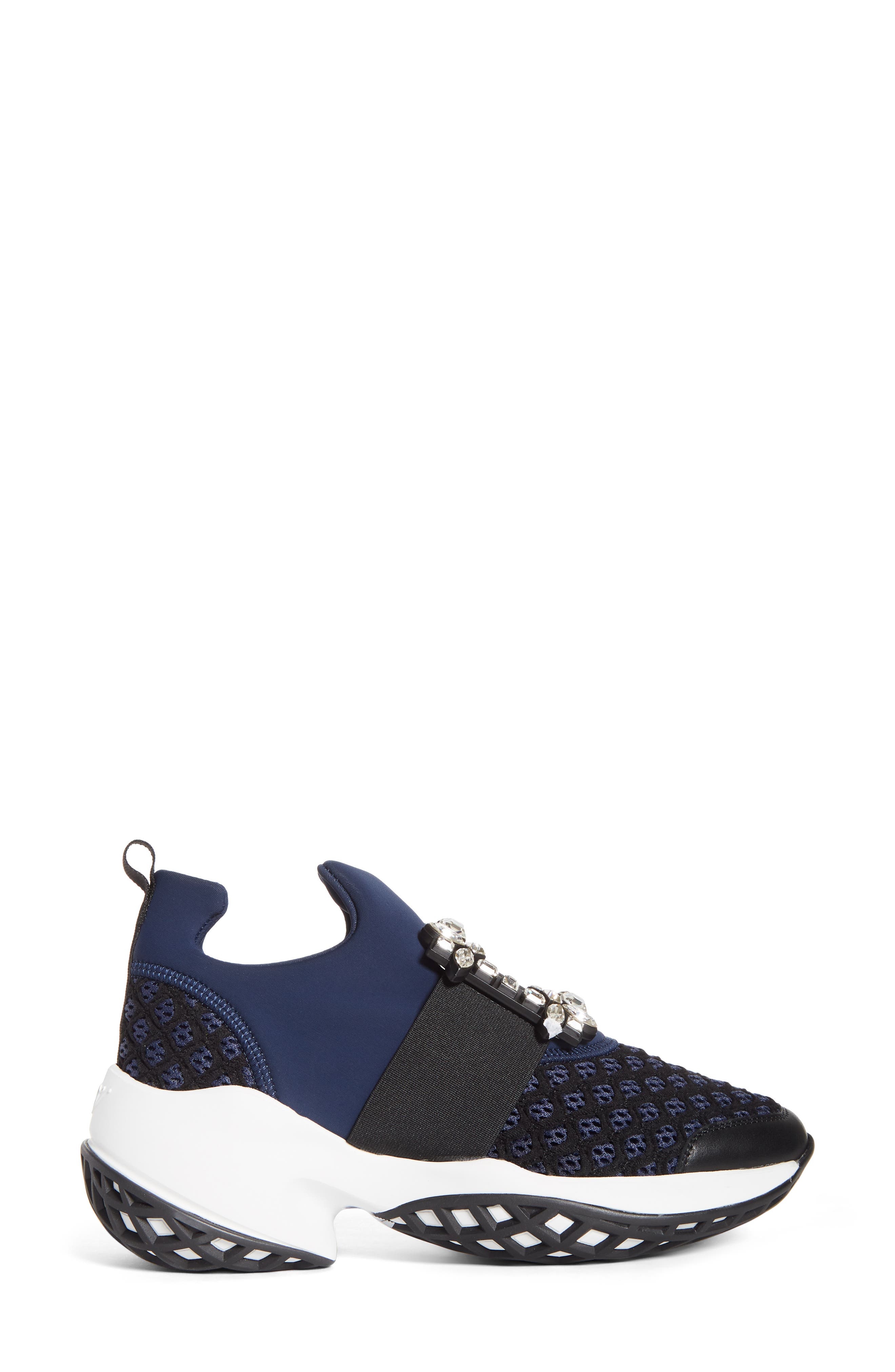 Roger Vivier Viv Crystal Buckle Slip-On Sneaker in Navy/Black at Nordstrom - 3
