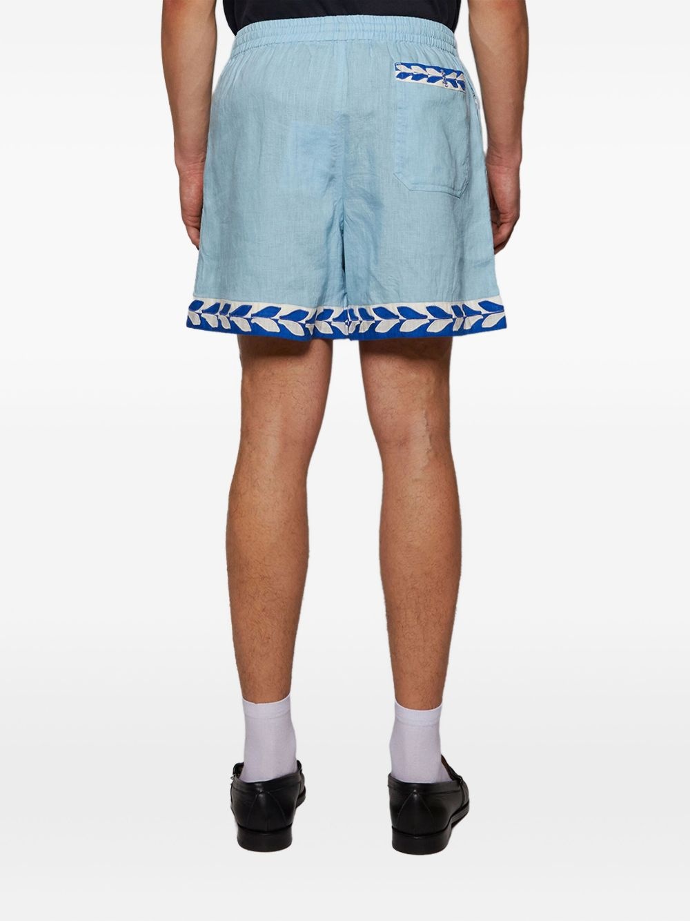 Seedling leaf-embroidered elasticated shorts - 5