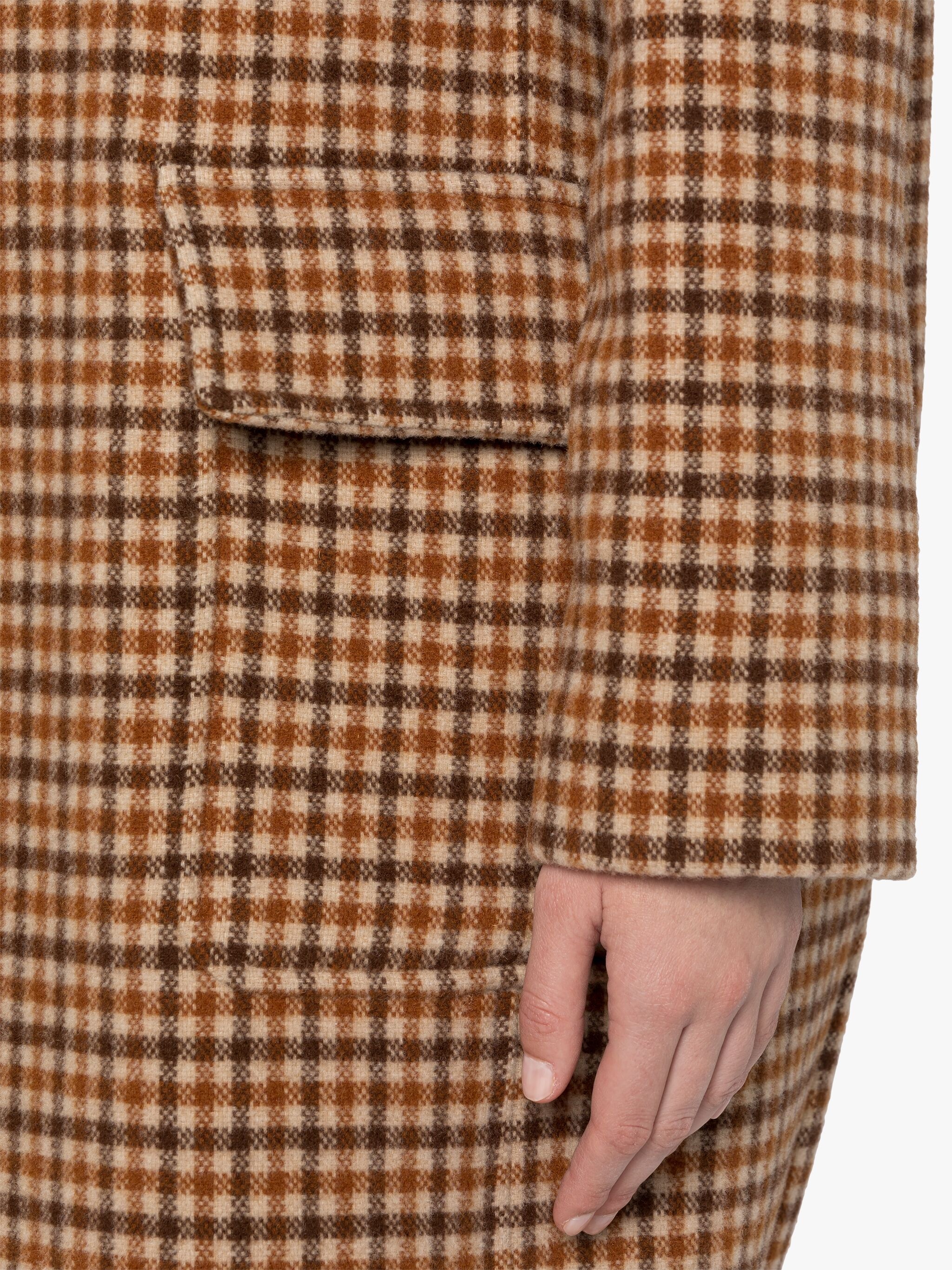 FREDDIE BROWN CHECK WOOL COCOON COAT - 6