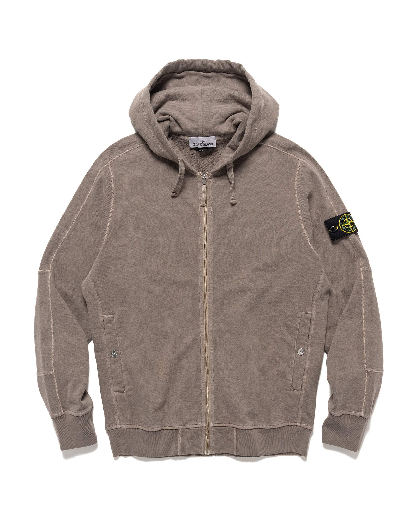 'Old' Treatment Hooded Full Zipper Sweatshirt Dove Grey - 1