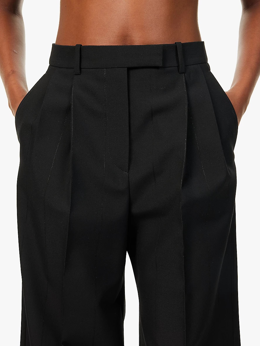 Wide-leg mid-rise wool-blend trousers - 5