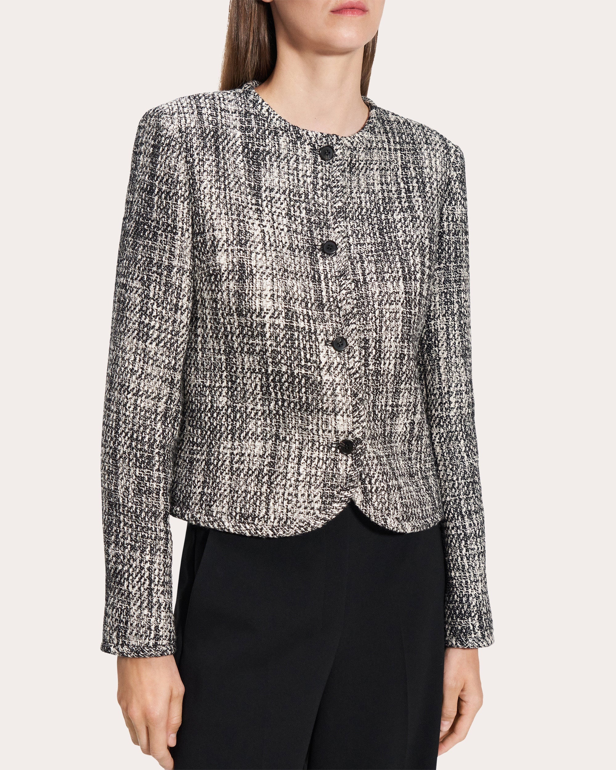 Cotton Tweed Cropped Cardigan Jacket - 4