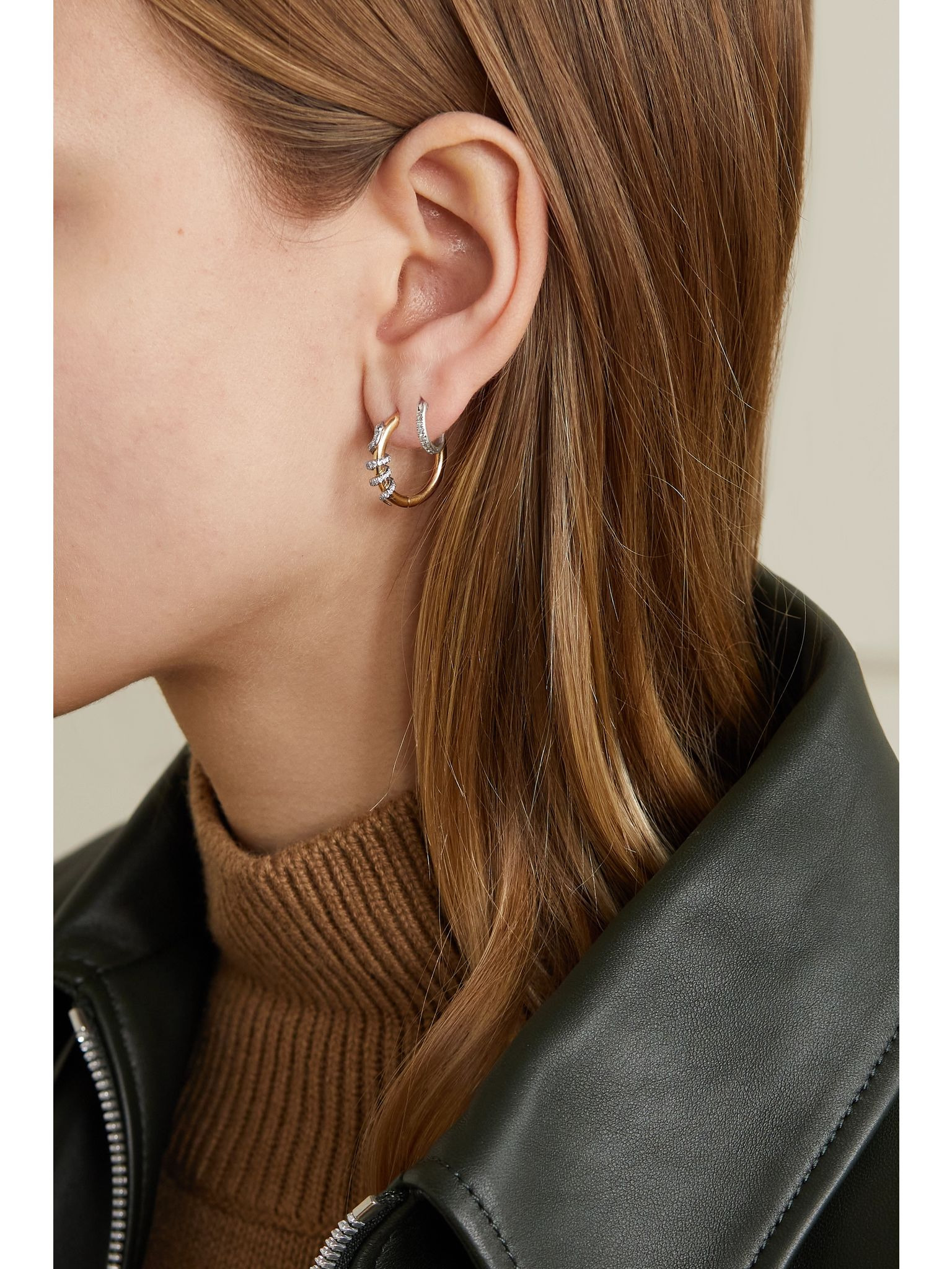 Twisted Boa 18-karat gold diamond hoop earrings Gold - 6