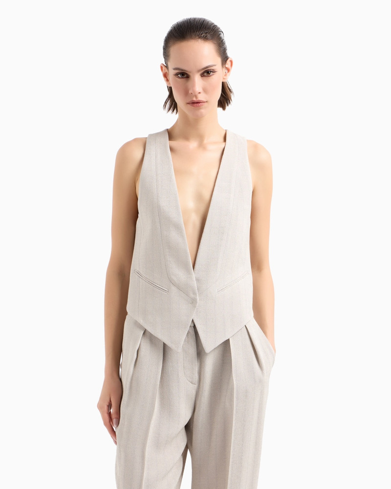 GIORGIO ARMANI SINGLE-BREASTED WAISTCOAT IN ARMURE VISCOSE CRÊPE outlook