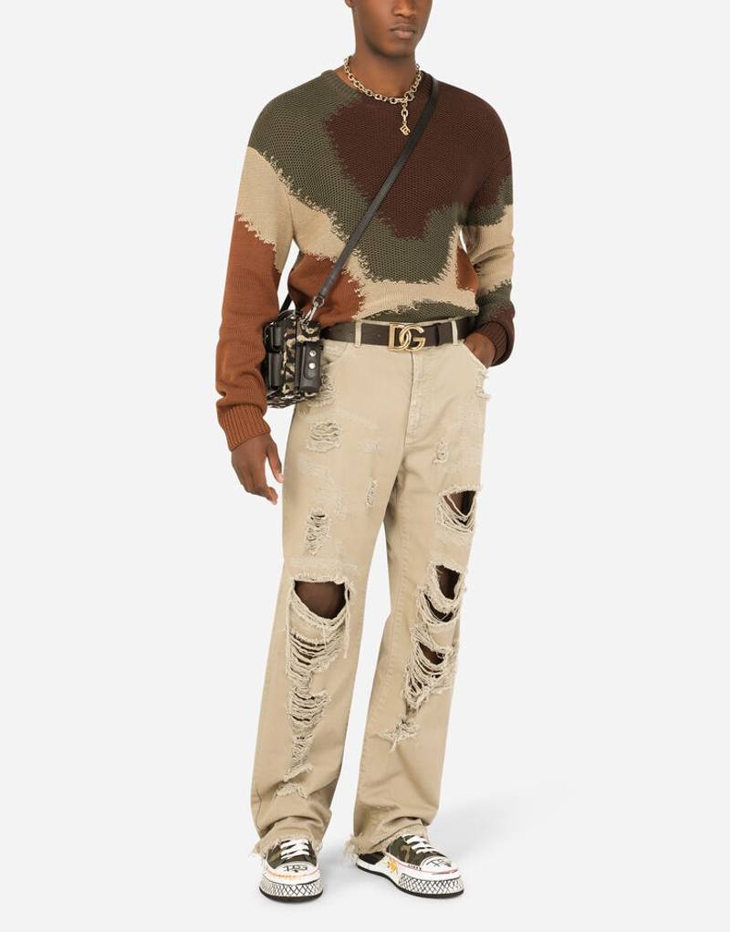 Dolce & Gabbana Oversize beige jeans with rips outlook