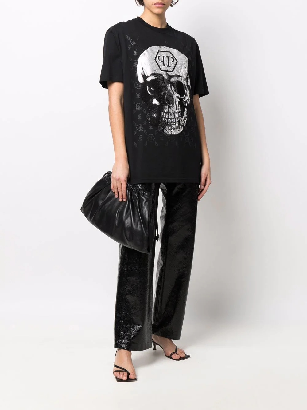 gem-embellished skull logo-graphic T-shirt - 3