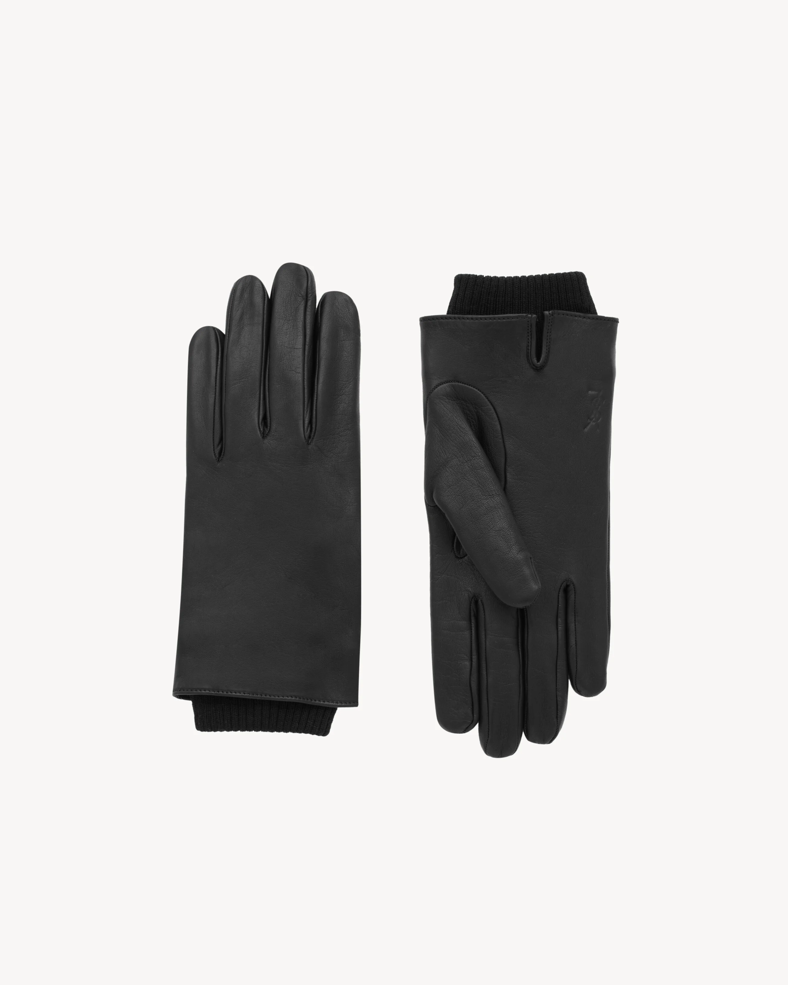 CASSANDRE CUFFED GLOVES IN LEATHER AND WOOL - 1