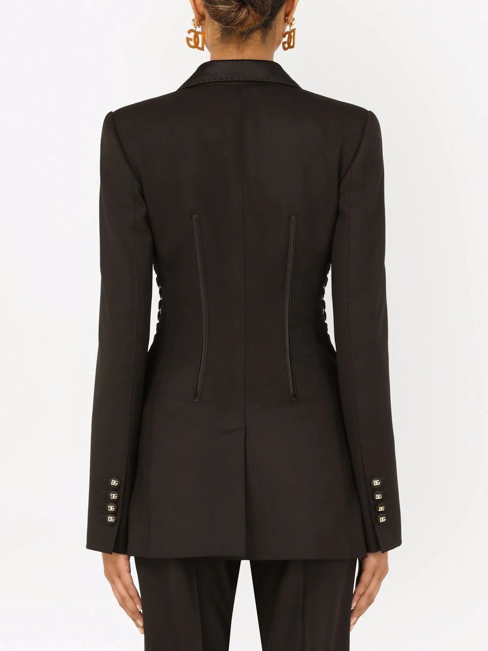 lace-up detail single-breasted blazer - 4