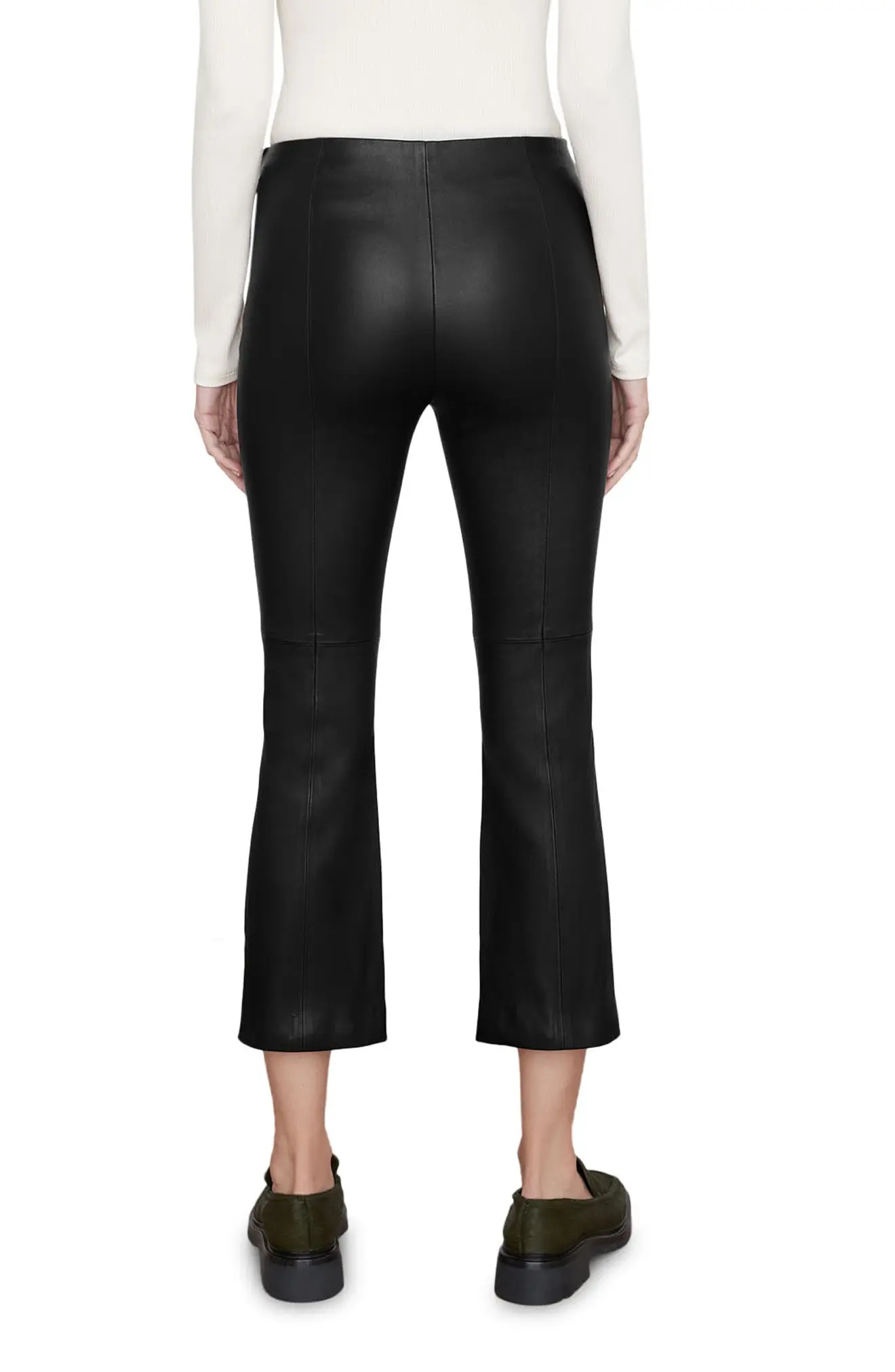 Crop Flare Leather Pants - 2