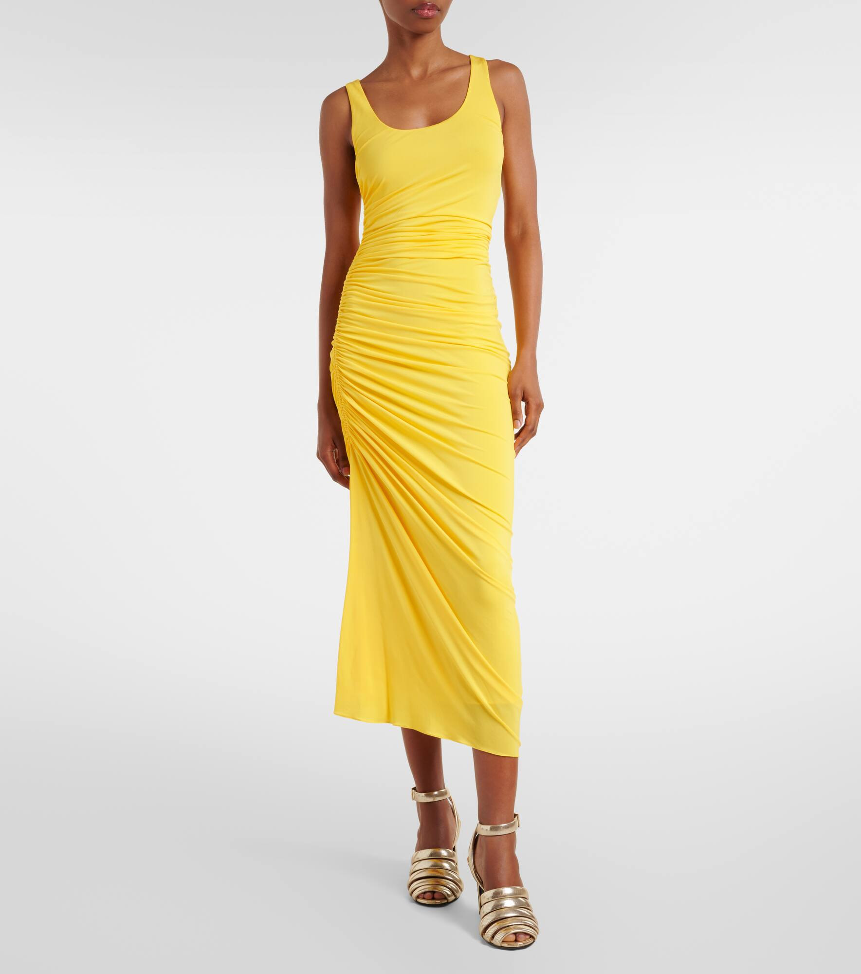 Asymmetric gathered jersey maxi dress - 2