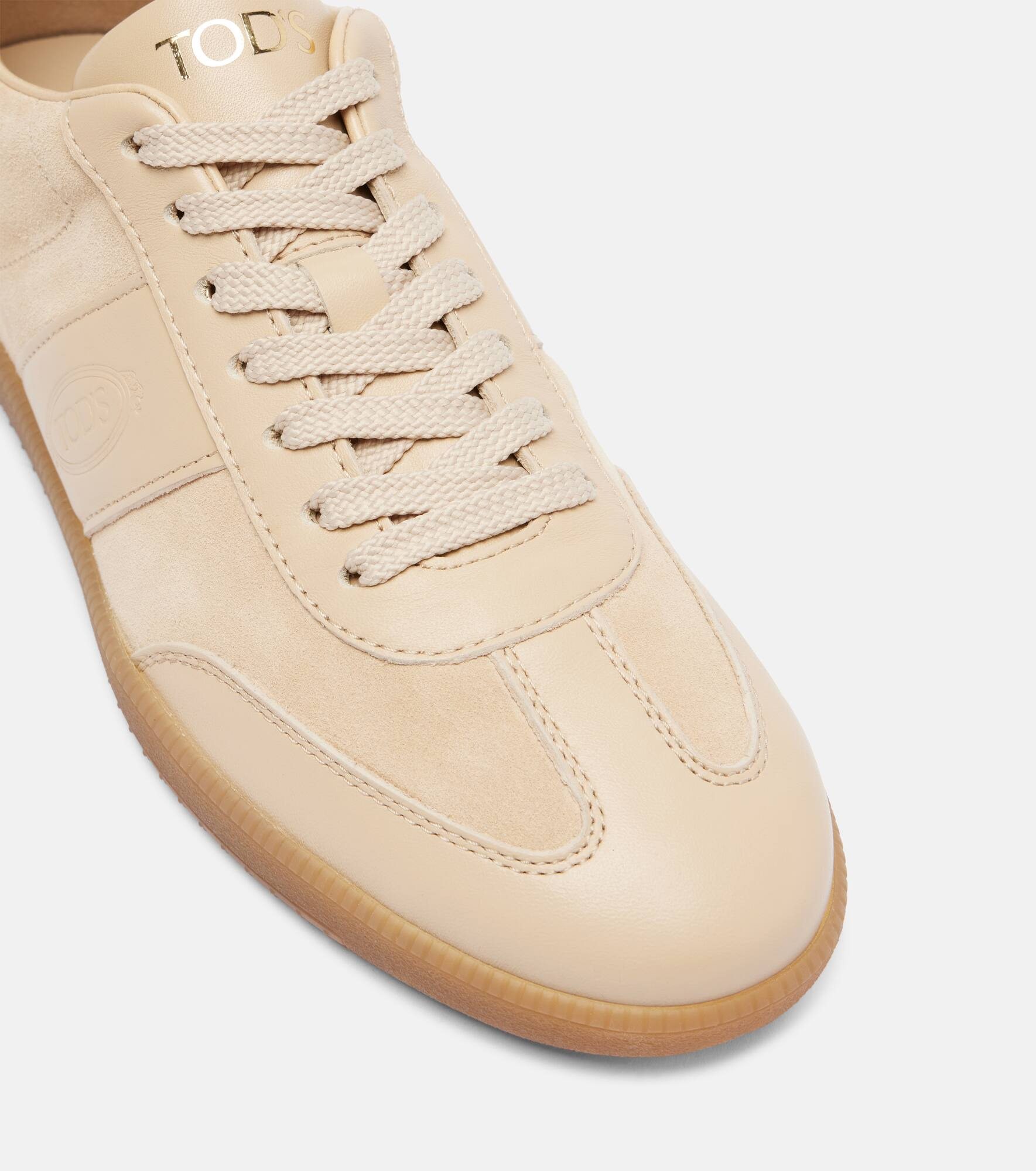 Leather-trimmed suede sneakers - 5
