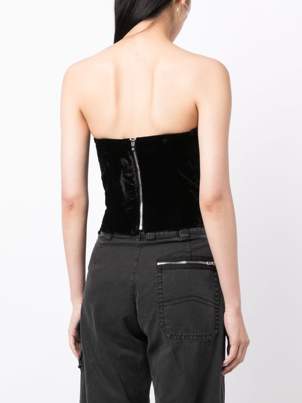 cut-out velvet-effect bustier - 4