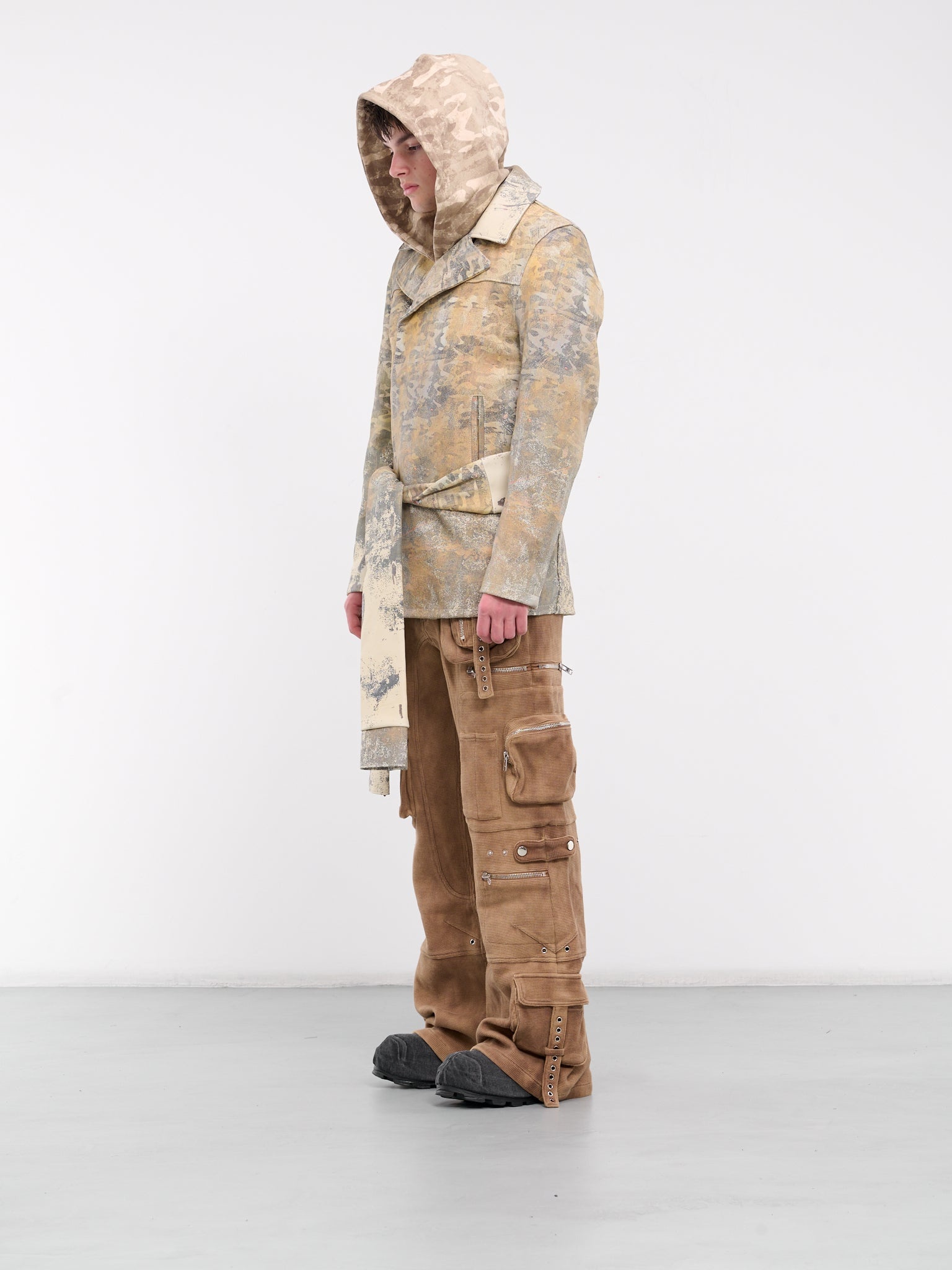 Camo Printed Leather Blazer - 2