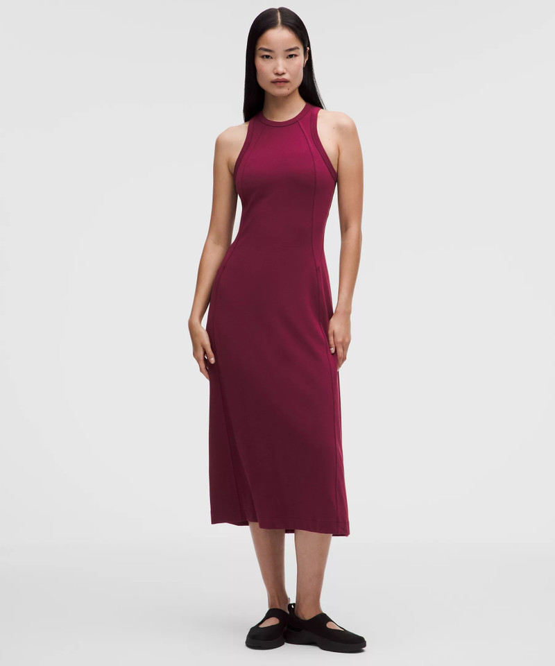 Tech Ribbed Fit-and-Flare Midi Dress 1