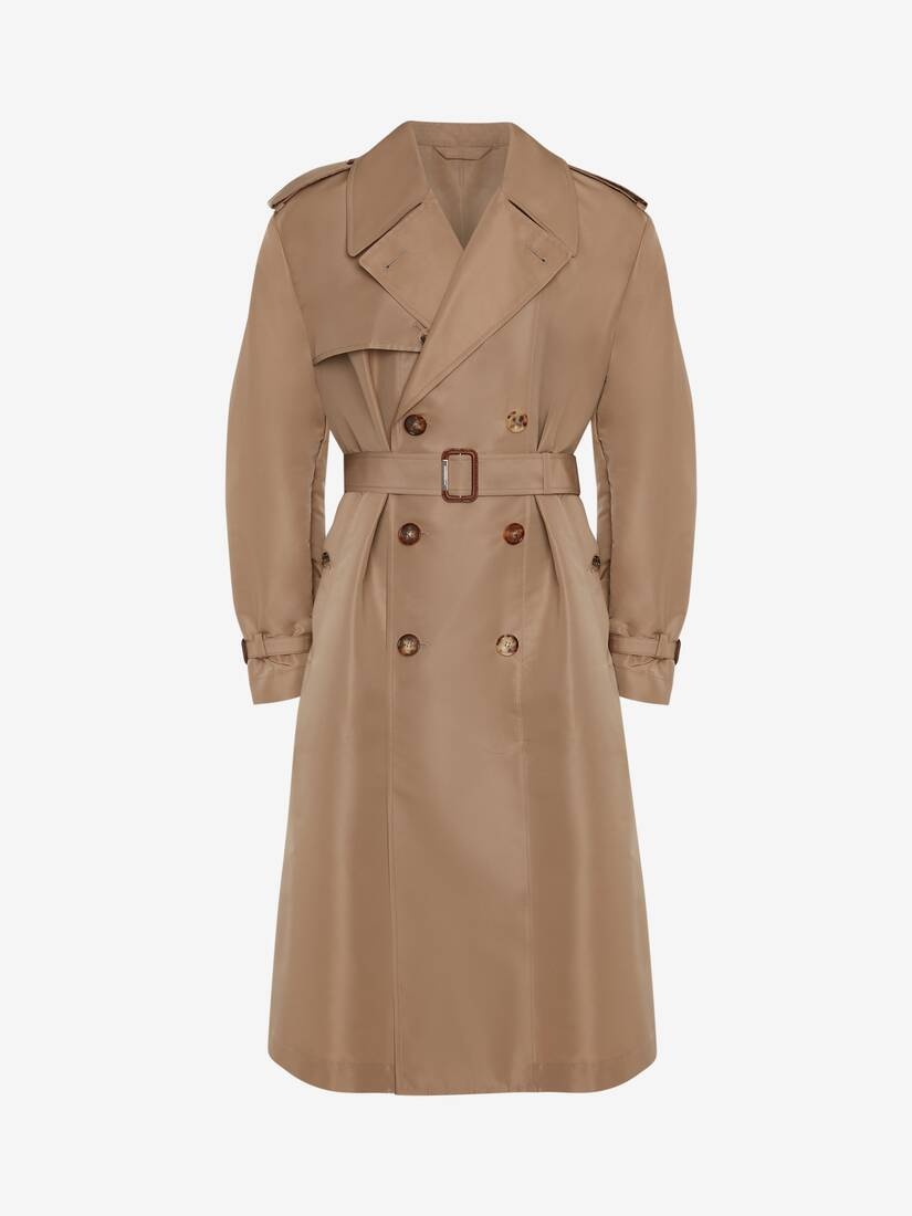 Mcqueen Graffiti Trench Coat in Black/beige - 1