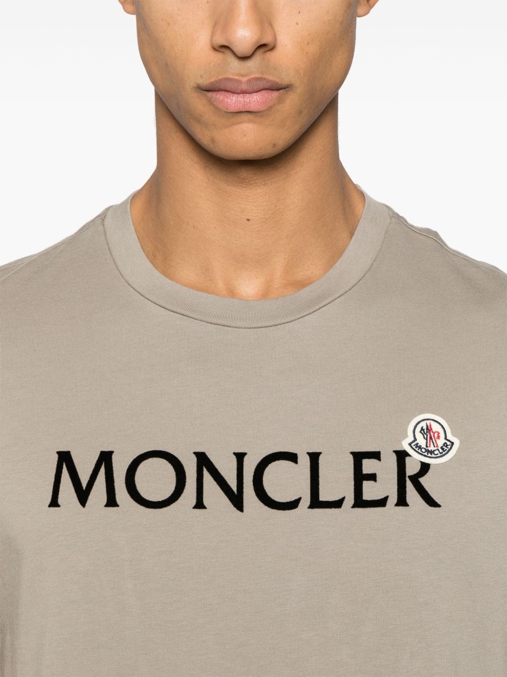 flocked-logo cotton T-shirt - 4