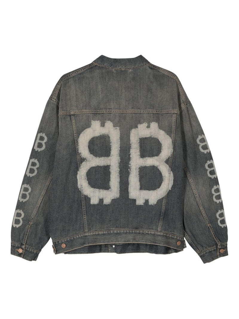 BALENCIAGA logo-print buttoned denim jacket outlook