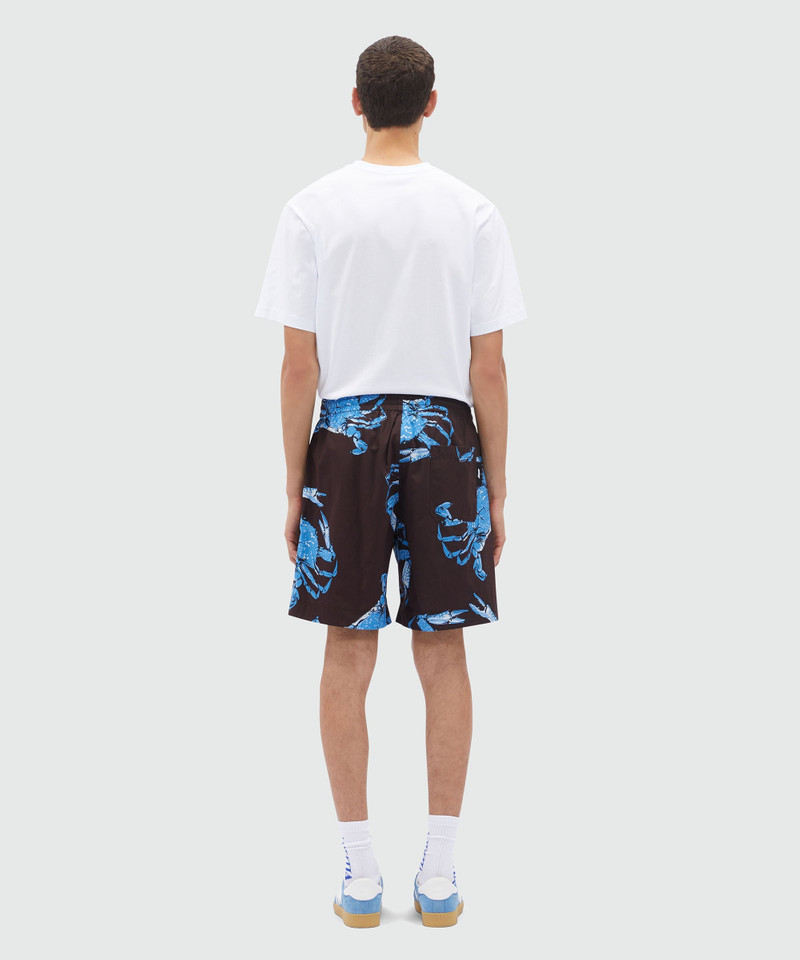 Bermuda shorts in black poplin with "King crab" print 3