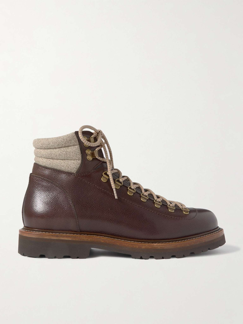 Cashmere-Trimmed Leather Boots 1