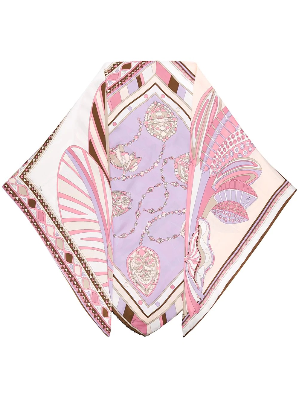 faux-pearl embellished silk scarf - 1