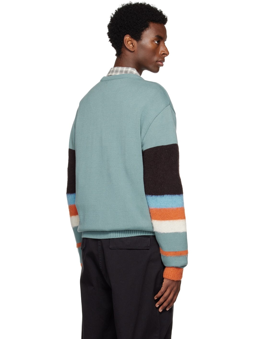 Blue Striped Sleeve Cardigan - 3