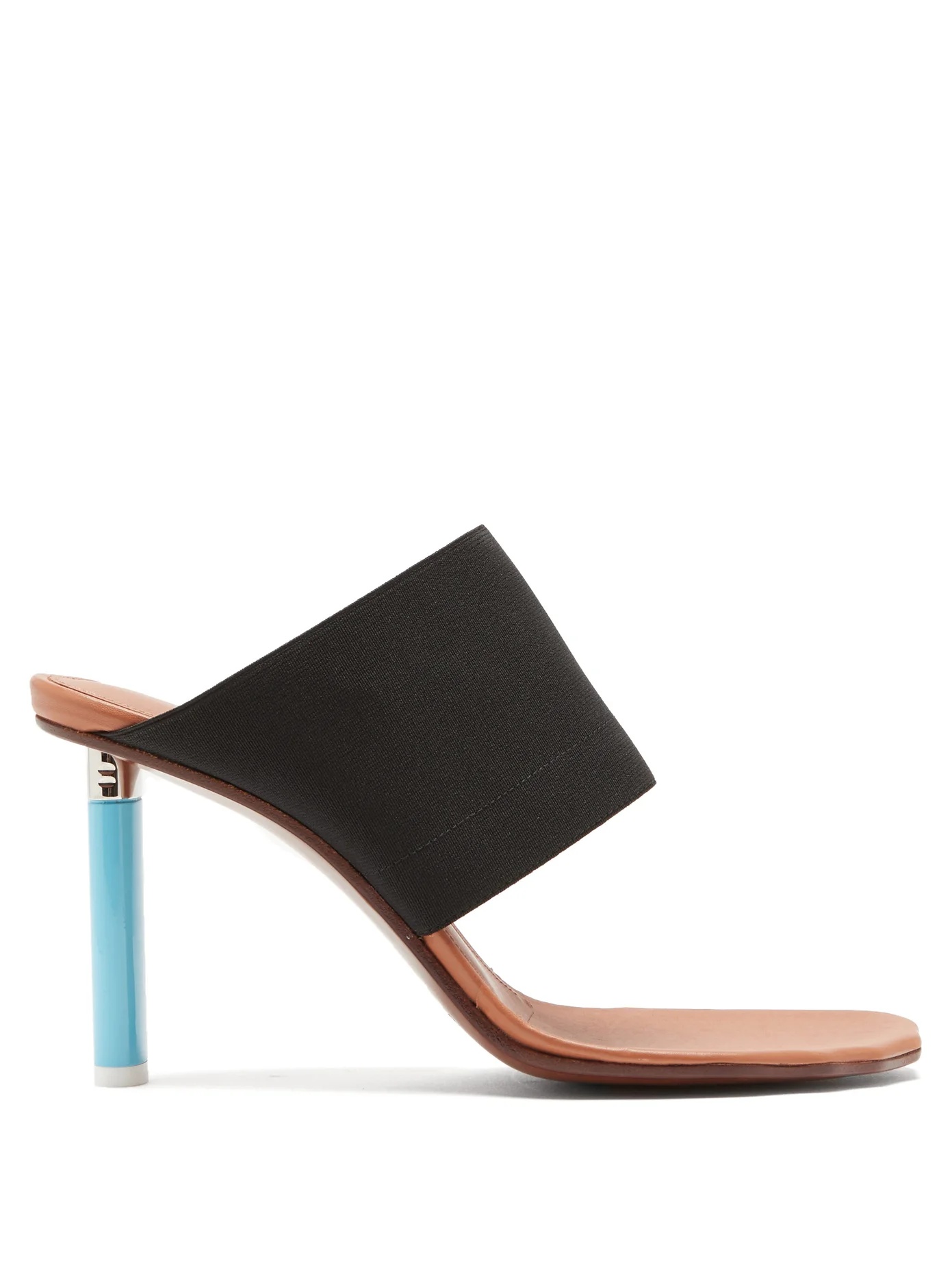 Lighter-heel stretch-strap leather mule sandals - 1