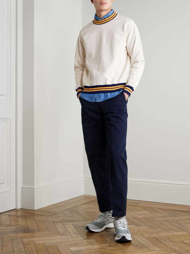 Drake's Logo-Embroidered Striped Cotton-Jersey Sweatshirt outlook