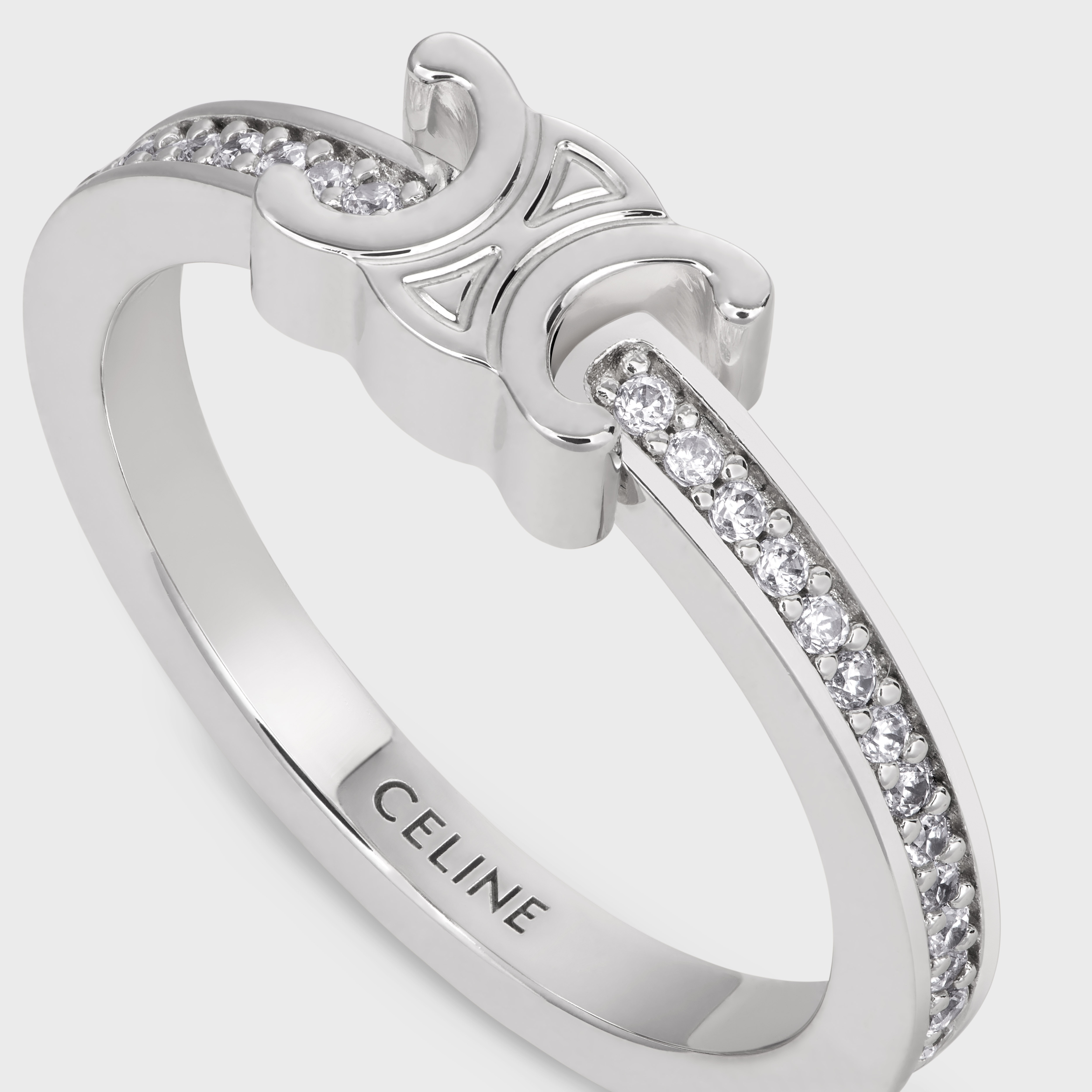 Celine Triomphe Brass Ring Silver トリオンフ リング 58 CELINE 美品 セリーヌ トリオンフ アシンメトリック リング
