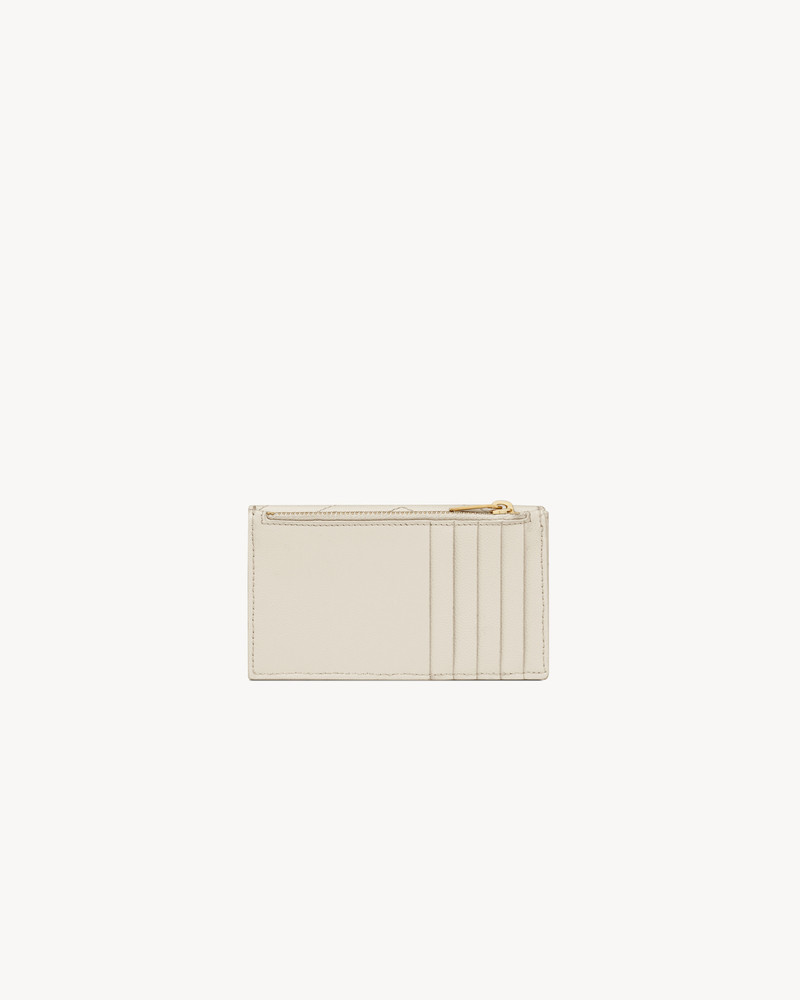 SAINT LAURENT CASSANDRE MATELASSÉ FRAGMENTS FLAP CARD CASE IN GRAIN DE POUDRE LEATHER outlook