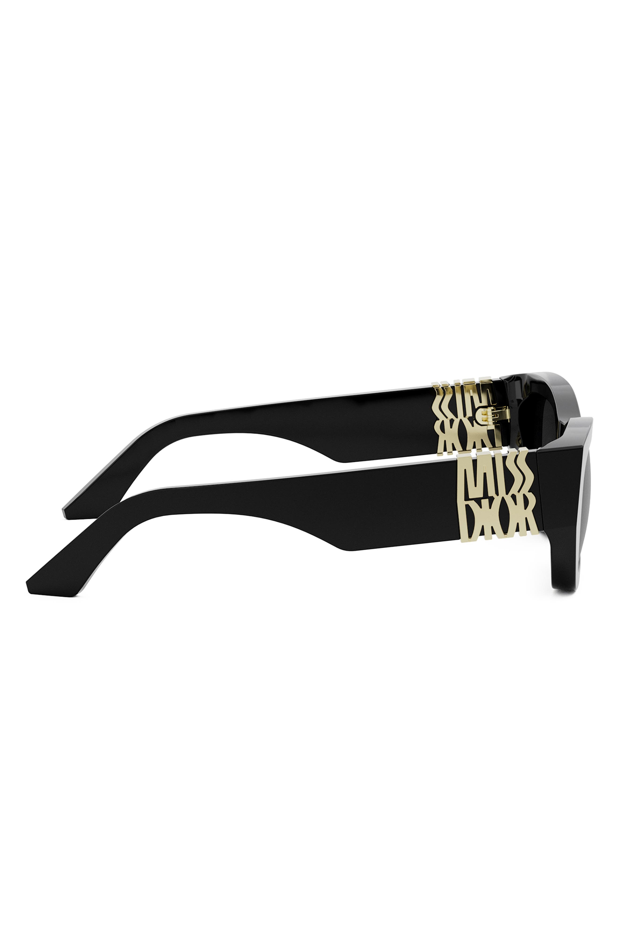MissDior S1I 55mm Square Sunglasses in Shiny Black /Smoke at Nordstrom - 6