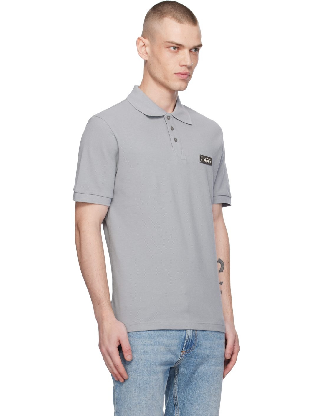 Gray Logo Slim-Fit Polo - 2