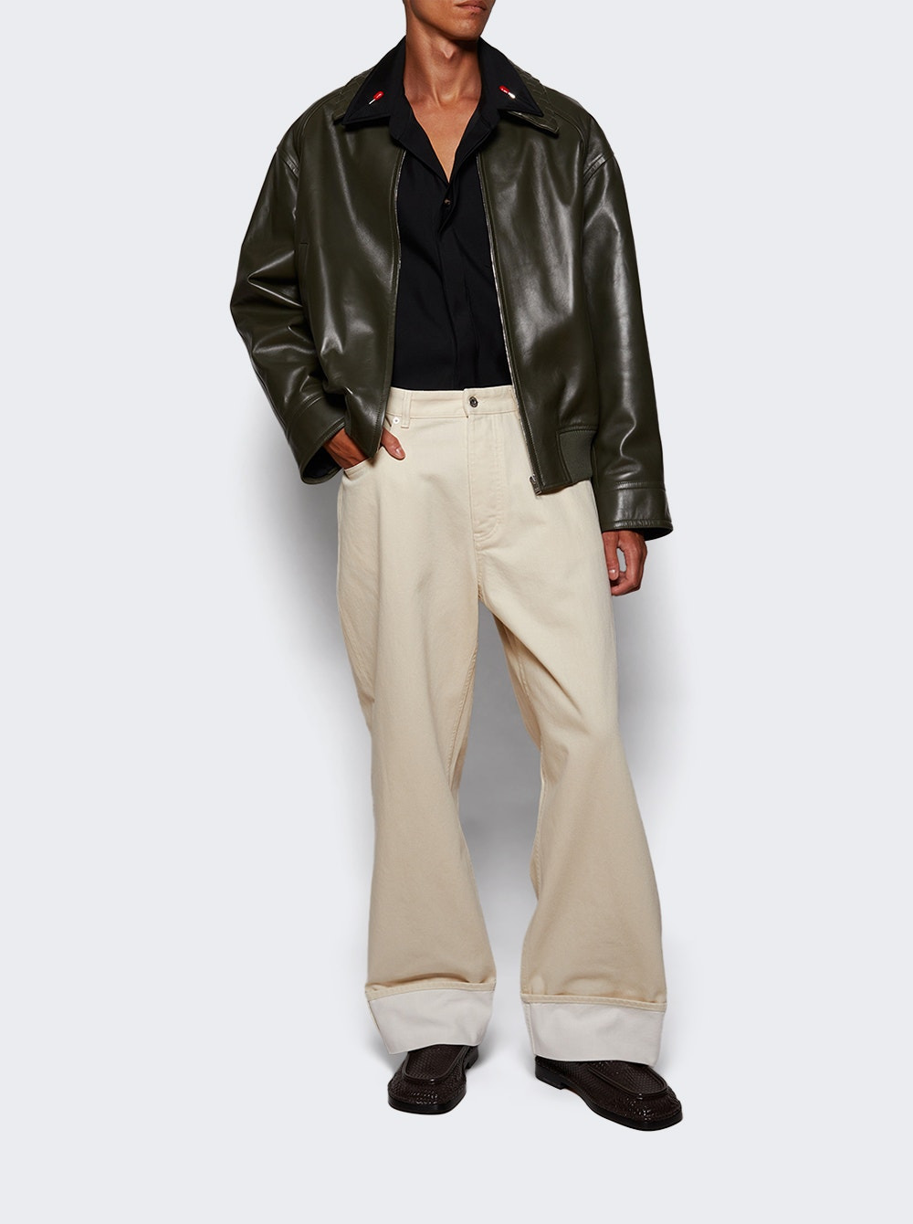 Intrecciato Leather Jacket Dark Forest - 5
