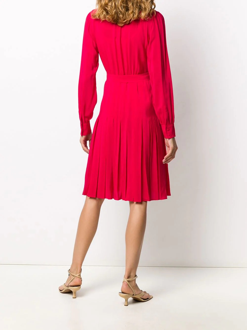 front tie pleated midi dress - 4