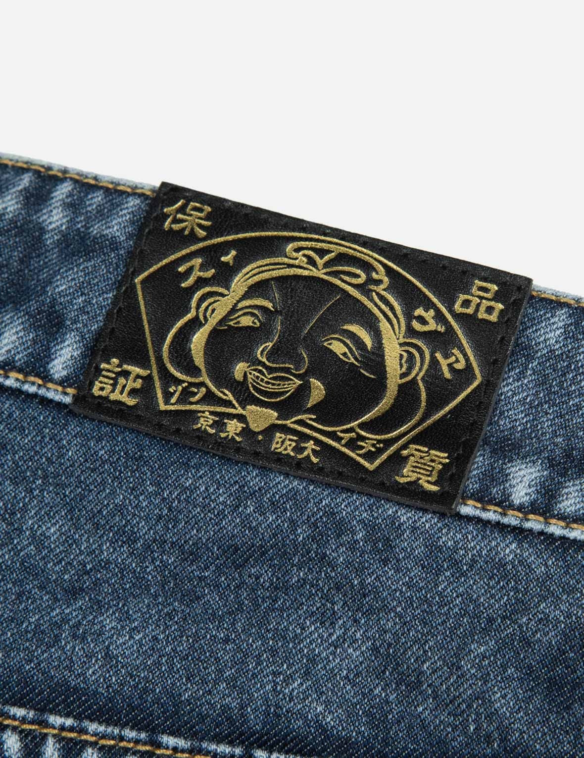 SEAGULL EMBROIDERY AND LASER-BURNED WIDE-LEG JEANS - 7