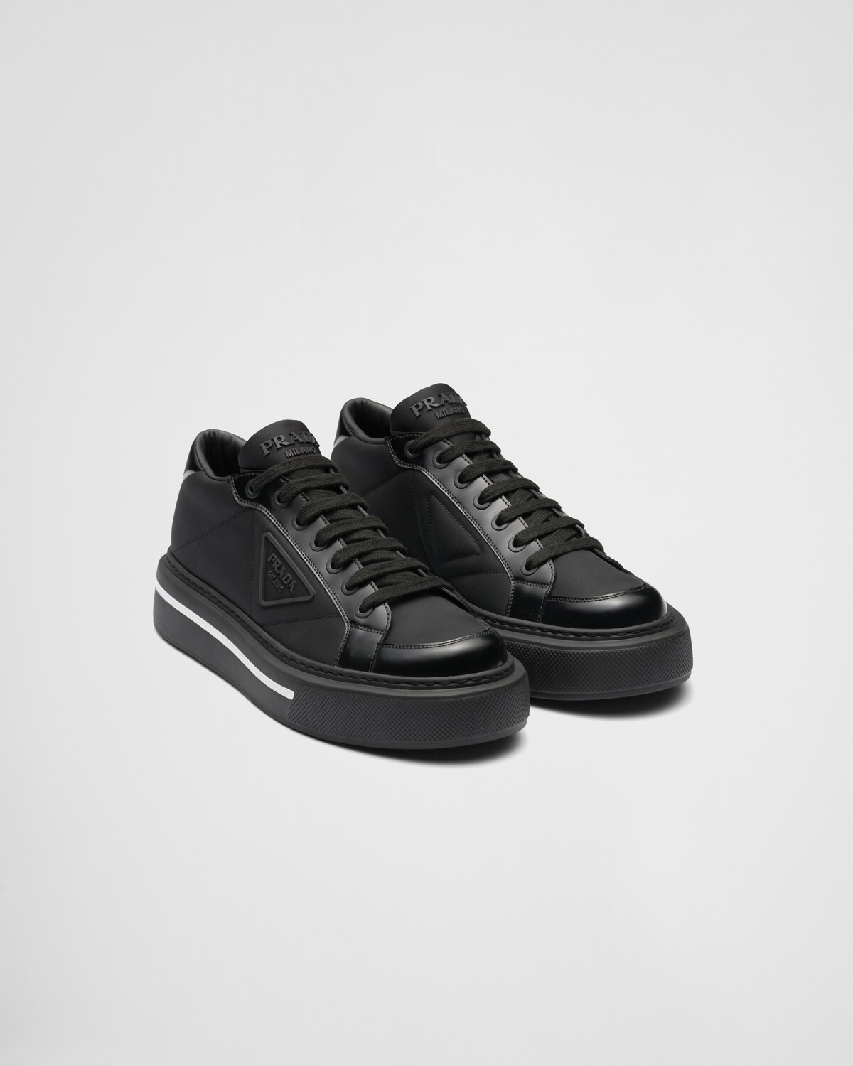 Prada Macro Re-Nylon and brushed leather sneakers - 1